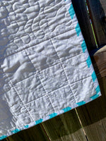 White & Turquoise Aztec Baby or Toddler Quilt