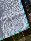 White & Turquoise Aztec Baby or Toddler Quilt