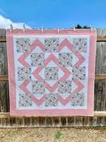 Pink Chevron Flowers Throw Quilt