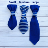 Large Pet Tie - Blue Stripes