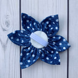 Handmade Flower - Navy Swiss Dots