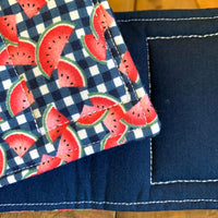 Universal Drink COW - Navy Gingham Watermelon
