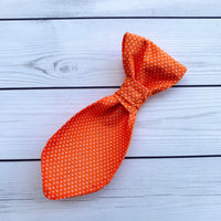 Small Pet Tie - Orange Swiss Dots