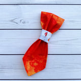 Small Pet Tie - Orange Batik Paw Prints