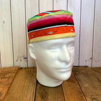 Handmade Buttoned Scrub Caps - Orange Serape