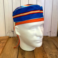 Handmade Buttoned Scrub Caps - Blue Serape