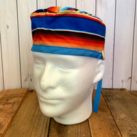 Handmade Buttoned Scrub Caps - Blue Serape