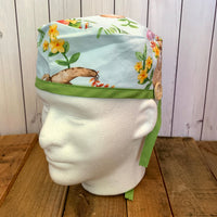 Handmade Buttoned Scrub Caps - Tropical Sloths