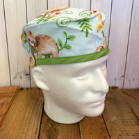 Handmade Buttoned Scrub Caps - Tropical Sloths