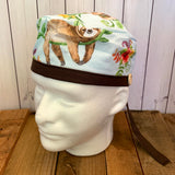 Handmade Buttoned Scrub Caps - Tropical Sloths