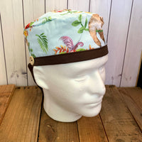 Handmade Buttoned Scrub Caps - Tropical Sloths