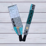 Handmade Buttoned Headbands - Turquoise & Teal Patchwork