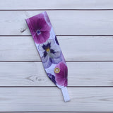 Handmade Buttoned Headbands - Purple Pansies