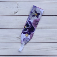 Handmade Buttoned Headbands - Purple Pansies