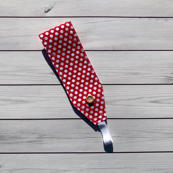 Handmade Buttoned Headbands - Red Large Swiss Dot