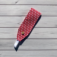 Handmade Buttoned Headbands - Red Large Swiss Dot