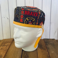 Handmade Buttoned Scrub Caps - Firefighter
