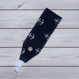 Handmade Buttoned Headbands - Navy Anchors