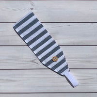 Handmade Buttoned Headbands - Blue & White Stripes