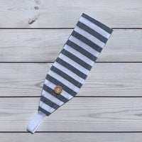 Handmade Buttoned Headbands - Blue & White Stripes