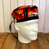 Handmade Buttoned Scrub Caps - Fighting Fires Firefighter