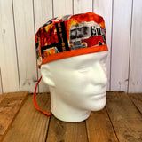 Handmade Buttoned Scrub Caps - Fighting Fires Firefighter