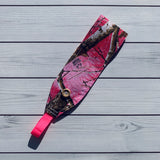 Handmade Buttoned Headbands - Bright Pink Camo