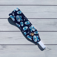 Handmade Buttoned Headbands - Blue Flowers