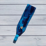 Handmade Buttoned Headbands - Blue Sharks