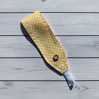 Handmade Buttoned Headbands - Yellow Swiss Dots