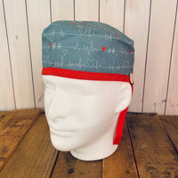 Handmade Buttoned Scrub Caps - Heart Throb