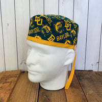 Handmade Buttoned Scrub Caps - Baylor Bears Mascot