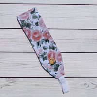 Handmade Buttoned Headbands - Pink Roses