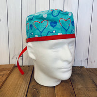 Handmade Buttoned Scrub Caps - Stethoscope EKG