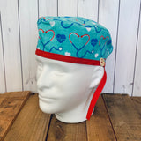 Handmade Buttoned Scrub Caps - Stethoscope EKG