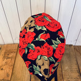 Handmade Buttoned Scrub Caps - Skulls & Roses