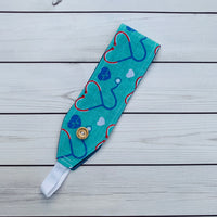 Handmade Buttoned Headbands -  Stethoscope EKG