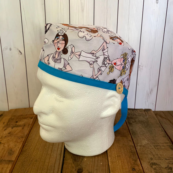 Handmade Buttoned Scrub Caps - Medical Team