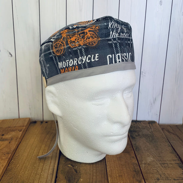 Handmade Buttoned Scrub Caps - Motorcycles