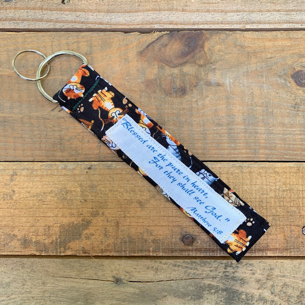 Handmade Wristlet Keychain - Cat Lover