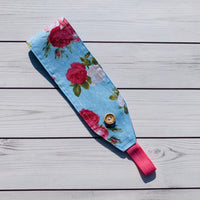 Handmade Buttoned Headbands - Blue Floral