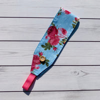 Handmade Buttoned Headbands - Blue Floral