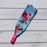 Handmade Buttoned Headbands - Blue Floral