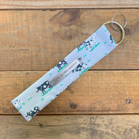 Handmade Wristlet Keychain - Cow Print