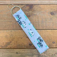 Handmade Wristlet Keychain - Cow Print