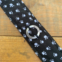 Handmade Wristlet Keychain - Black with White Paw Prints