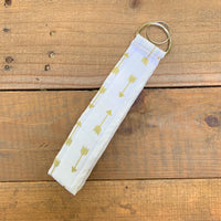 Handmade Wristlet Keychain - Gold Arrows