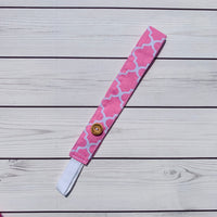 Handmade Buttoned Headbands - Pink Genie