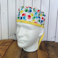 Handmade Buttoned Scrub Caps - Autism Awareness Hands