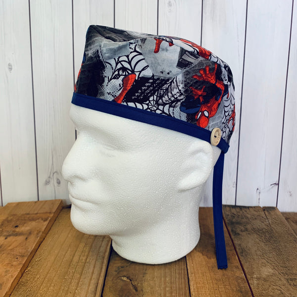 Handmade Buttoned Scrub Caps - Spiderman #1